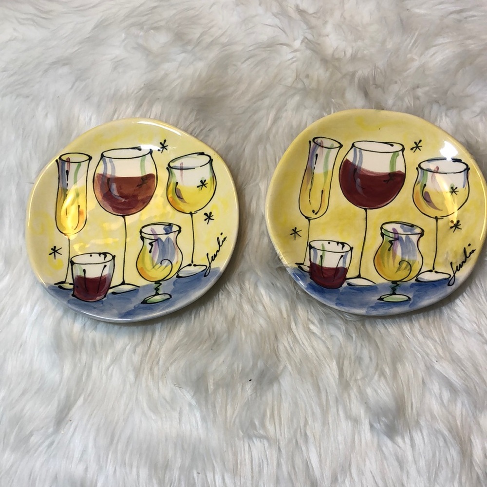 2 Happy Hour Vino Plates by Julia Junkin'